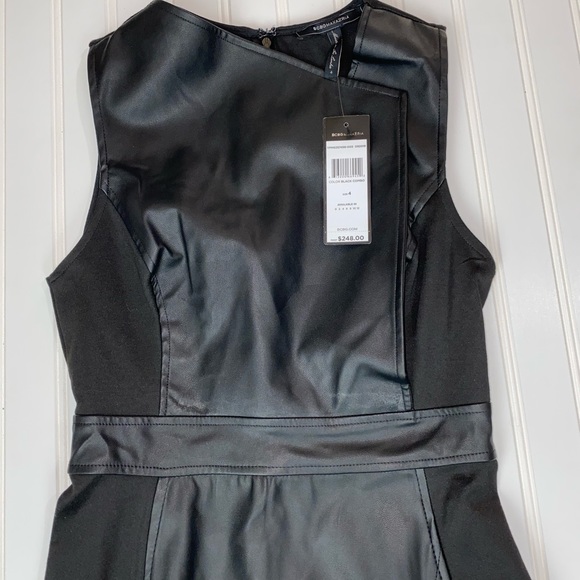 BCBGMaxazria Black Faux Leather Dress 4 NWT - Picture 4 of 9